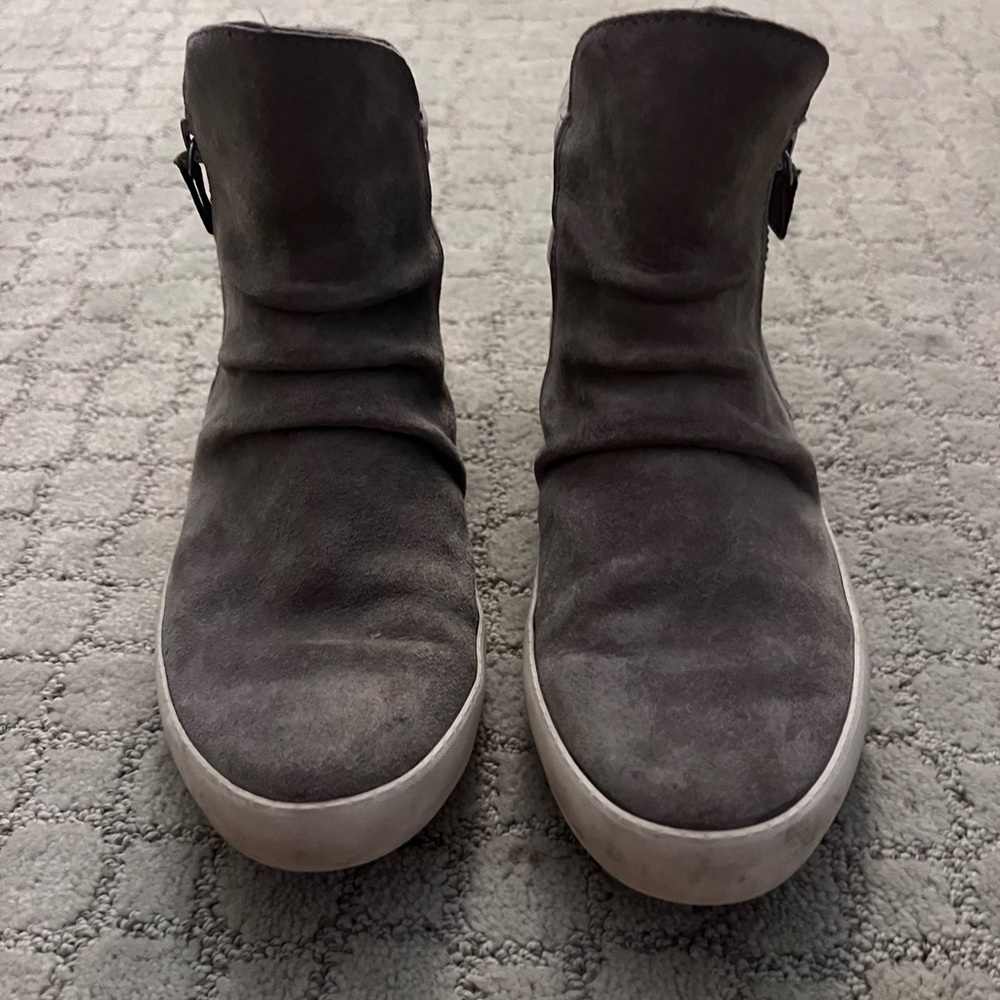 Gray suede high tops